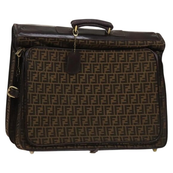 FENDI Zucca Canvas Garment Cover Brown Black gold Auth - Picture 1 of 16